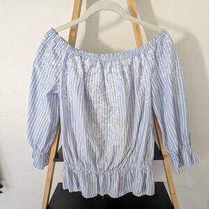 White House Black Market Off Shoulder Embroidered Top